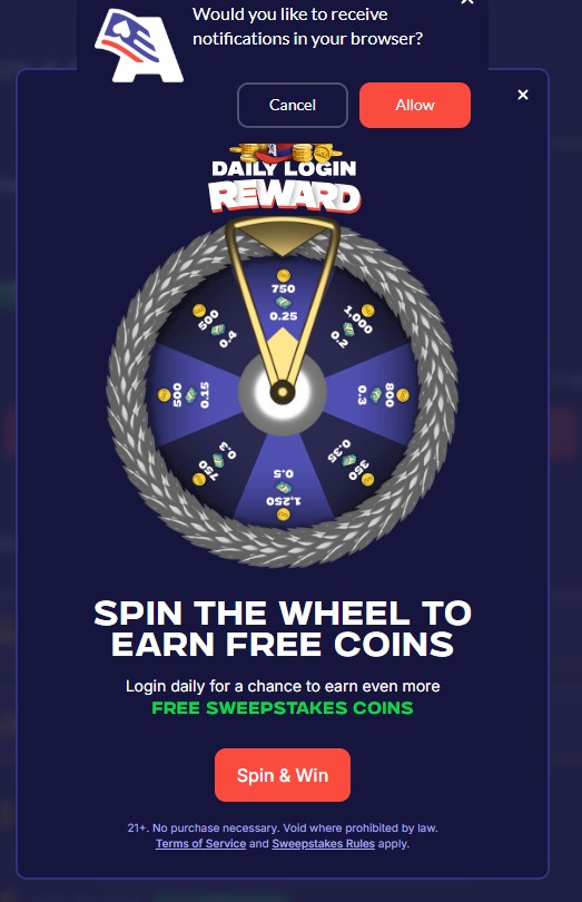 Daily bonus button location