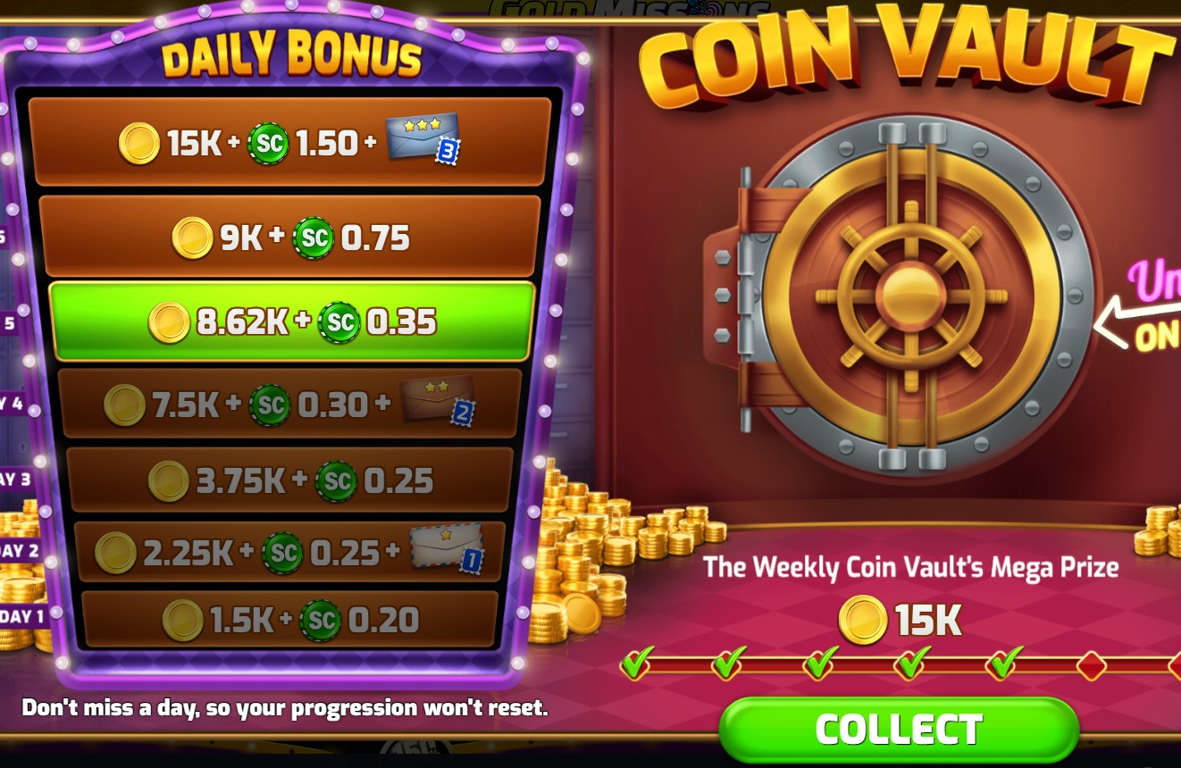 Daily bonus button location