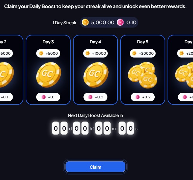 Daily bonus button location