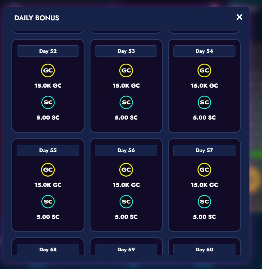 Daily bonus button location