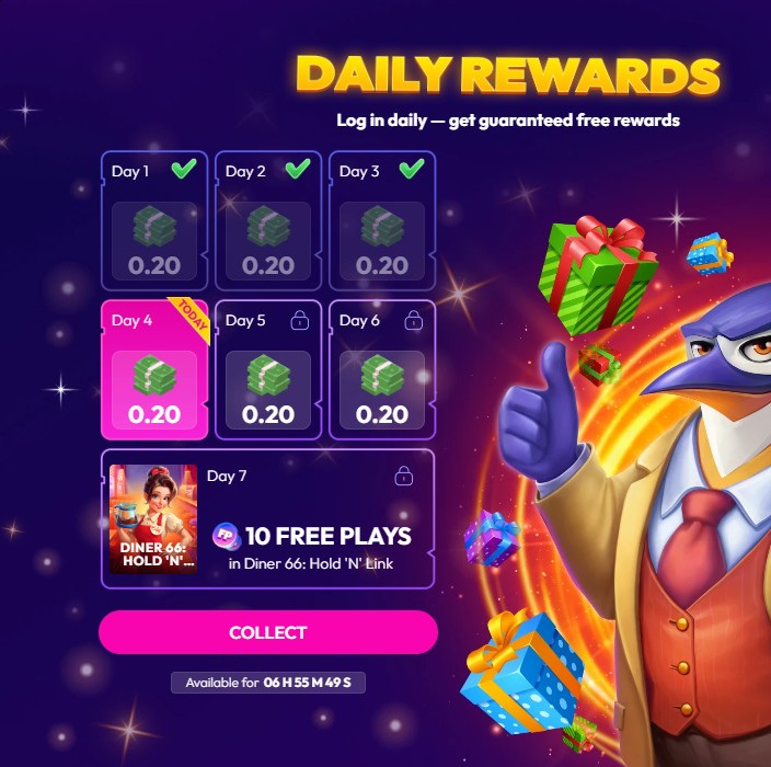 Daily bonus button location
