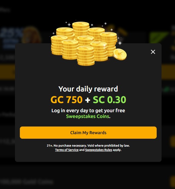 Daily bonus button location