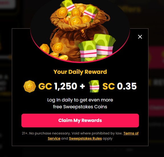 Daily bonus button location