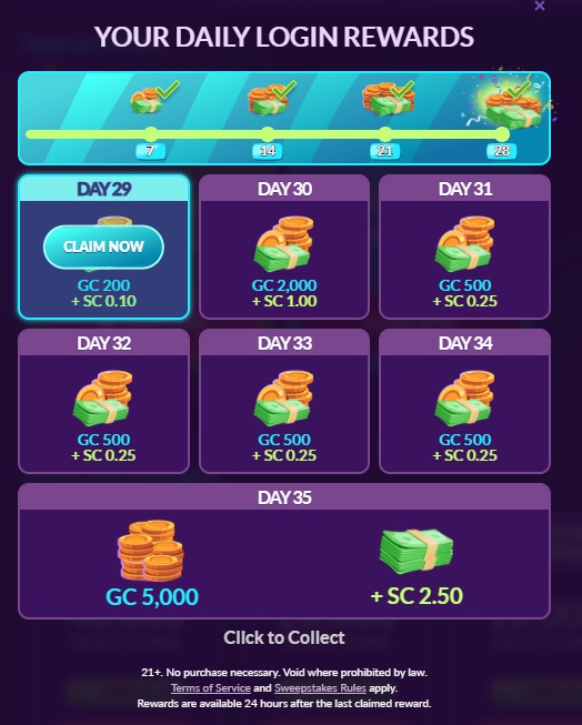 Daily bonus button location