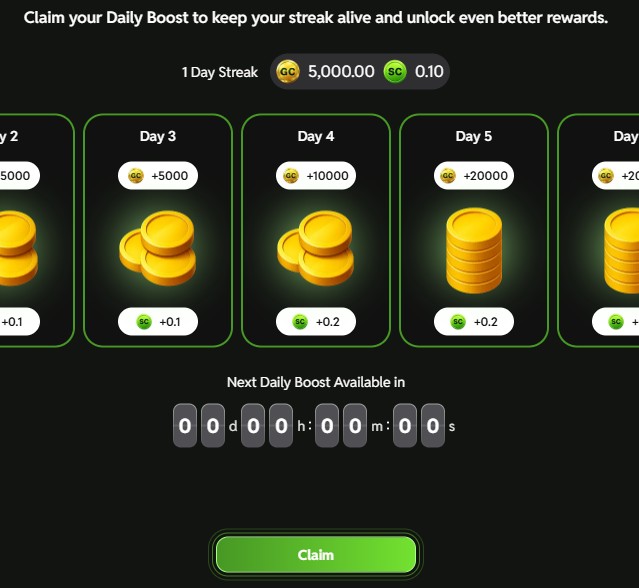 Daily bonus button location