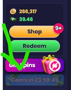 Daily bonus button location