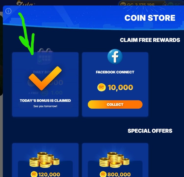 Daily bonus button location
